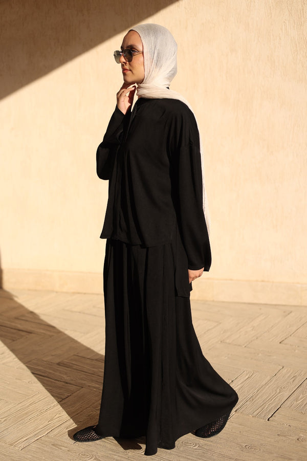 Black Celestial Pleated Set