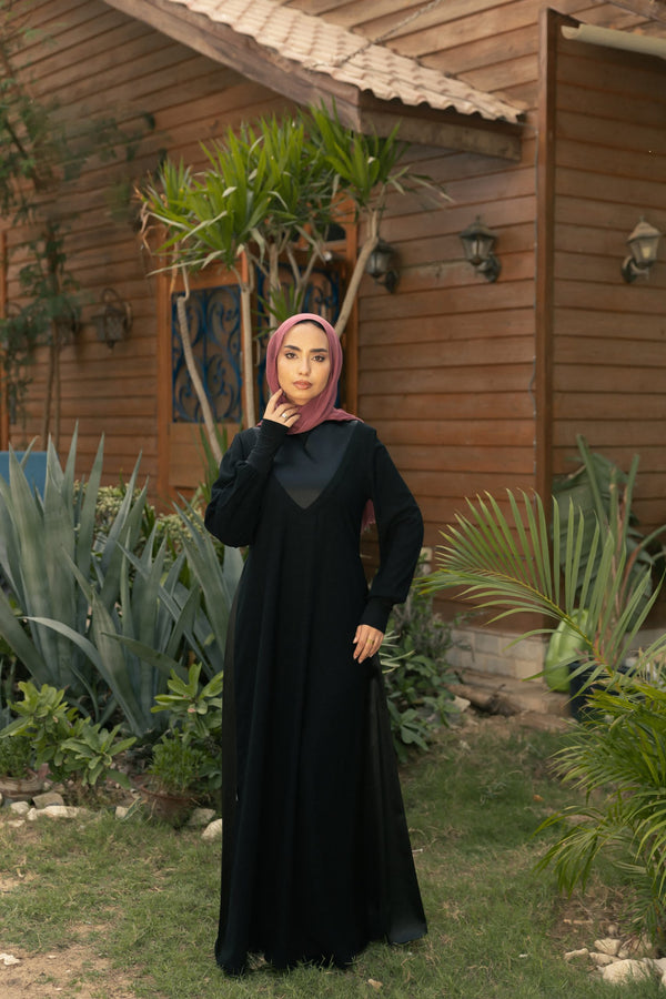 Abaya with satin on Sides