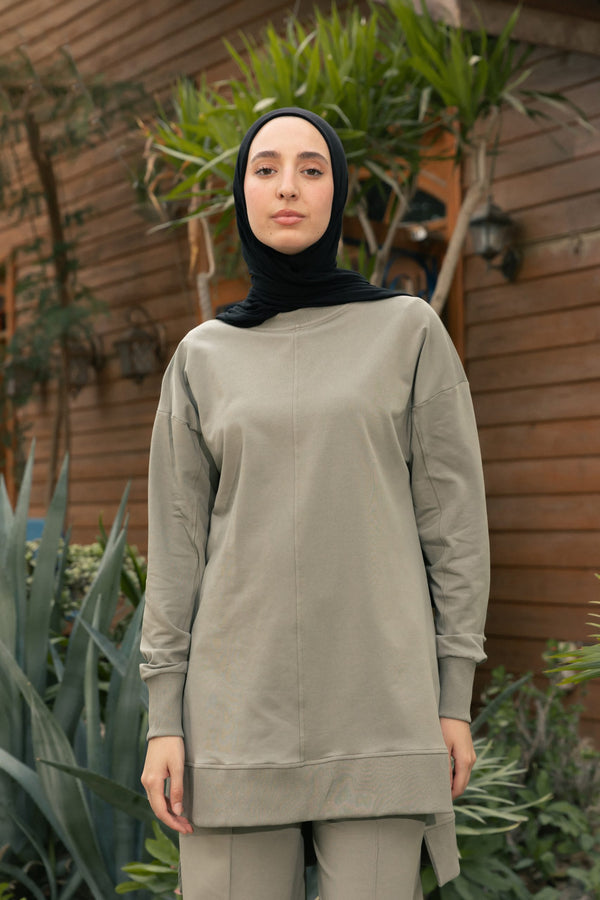 Comfy set with wide leg pants