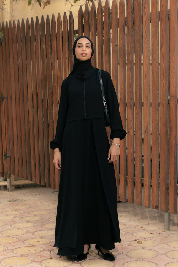 2 pieces abaya with chiffon detail