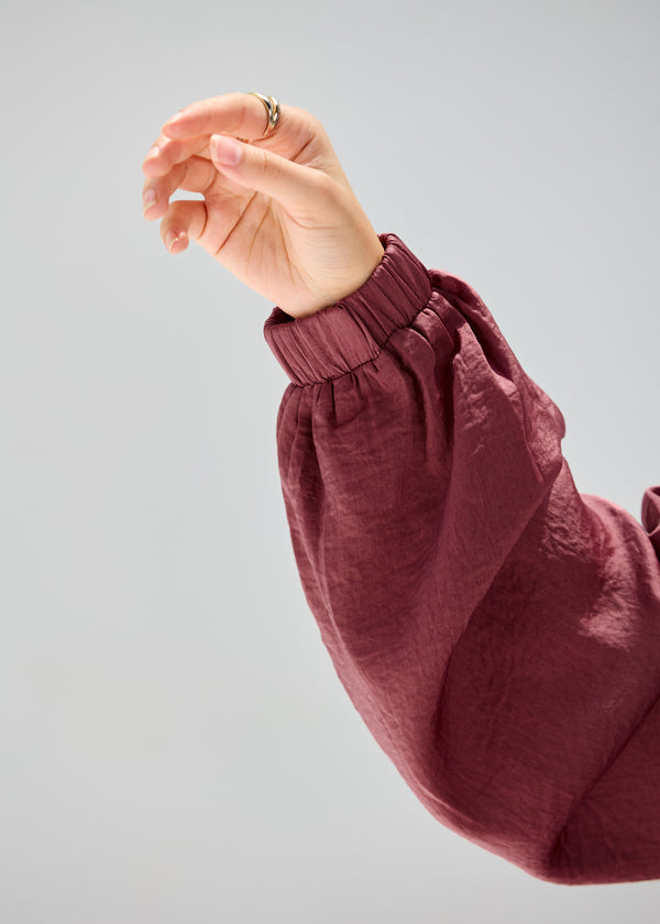 Washed Brick-Mist Silky Blouse