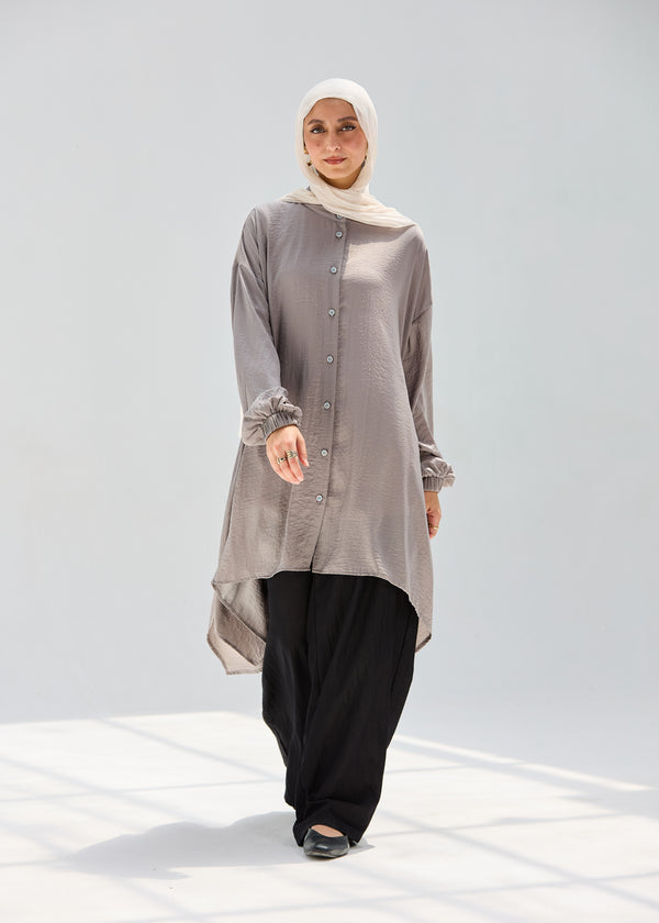 Washed Grey -Mist Silky Blouse