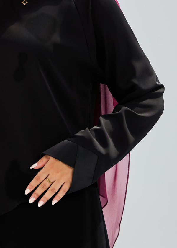 satin silk set of criss cross top and A-line skirt