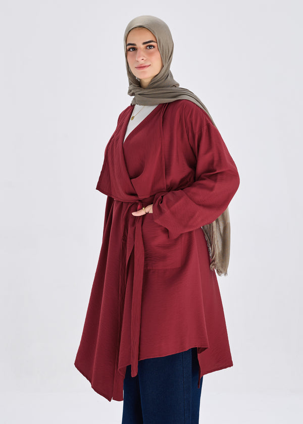 Flowy caridgan with belt and wide pockets