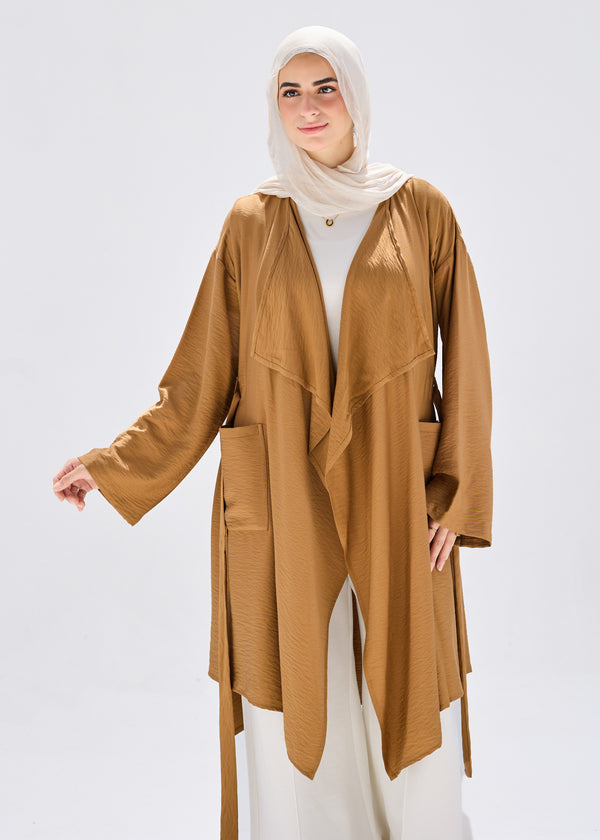 Flowy caridgan with belt and wide pockets