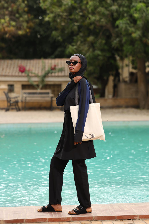 contrast reglan Sleeve Swimwear