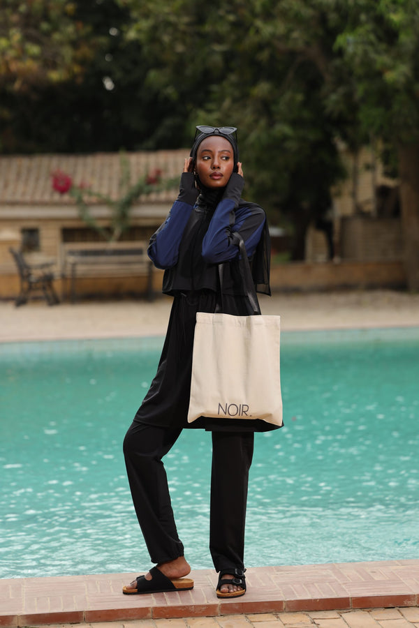 contrast reglan Sleeve Swimwear