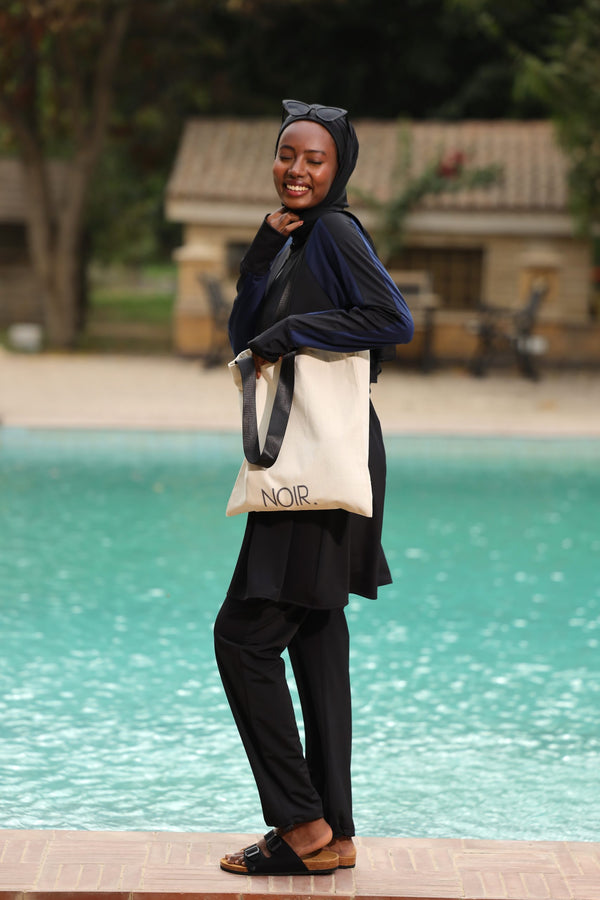 contrast reglan Sleeve Swimwear