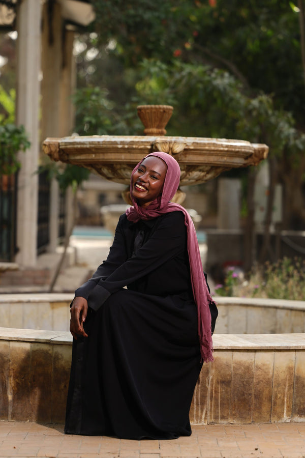 Classic button up Abaya with satin details
