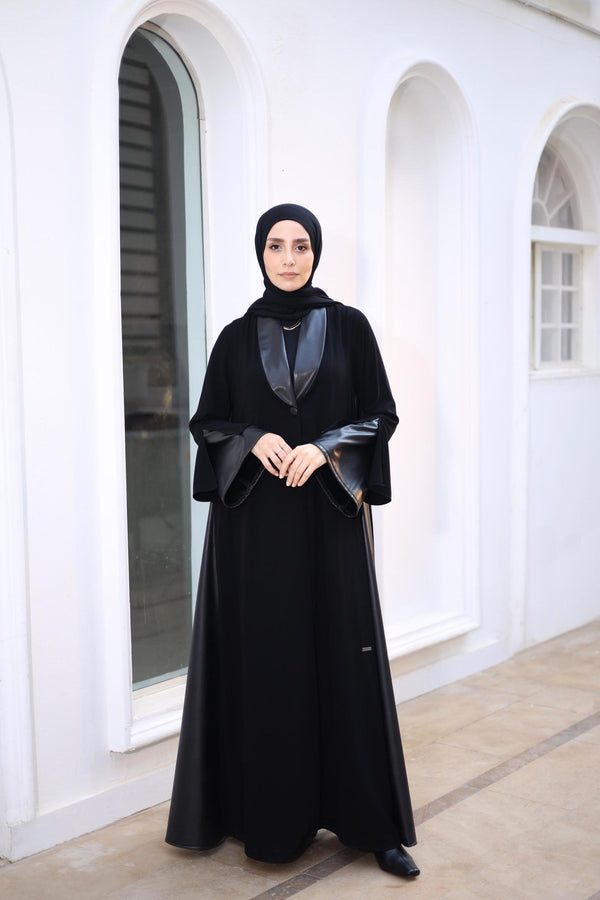 formal abaya with leather touch