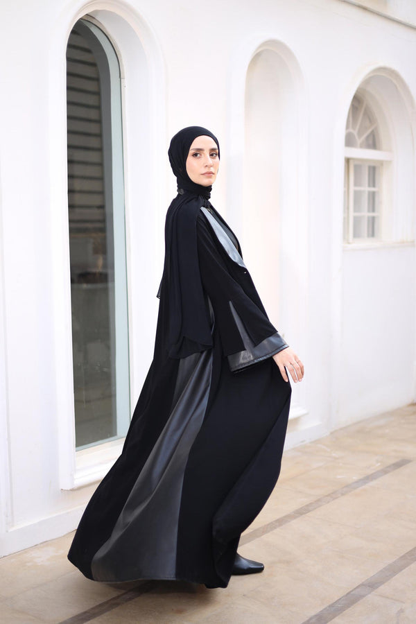 formal abaya with leather touch
