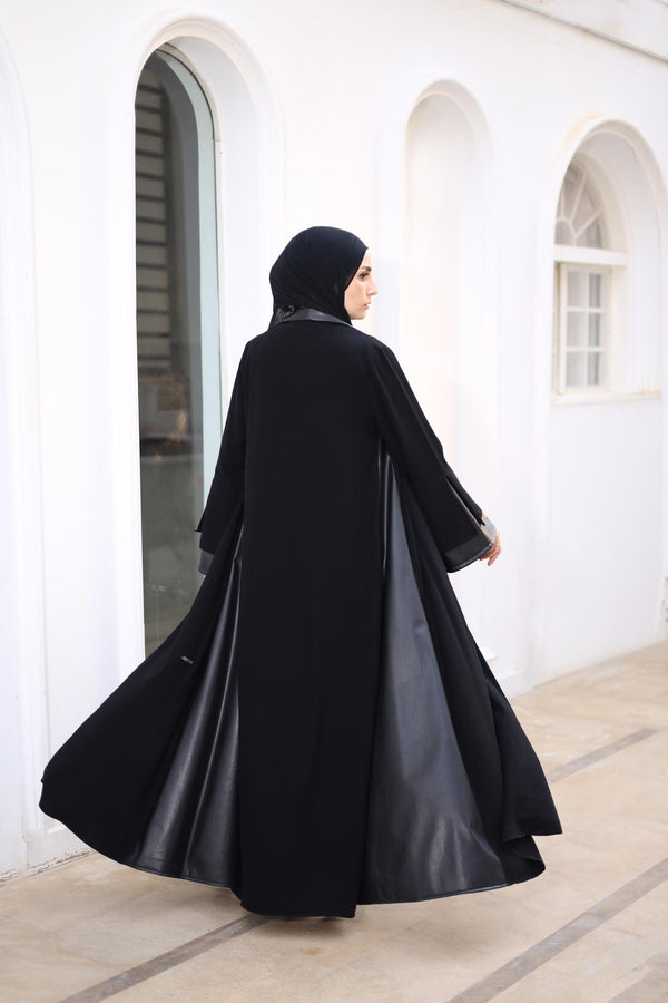 formal abaya with leather touch