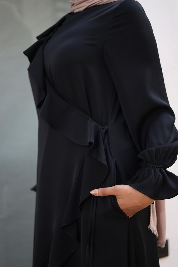 Ruffle wrap abaya