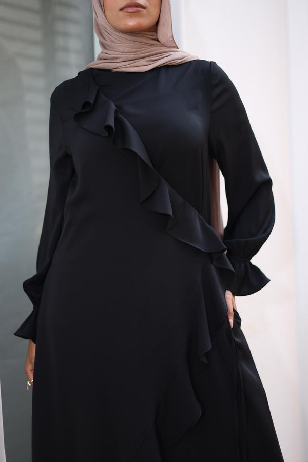 Ruffle wrap abaya
