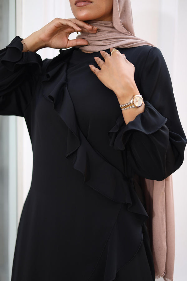 Ruffle wrap abaya