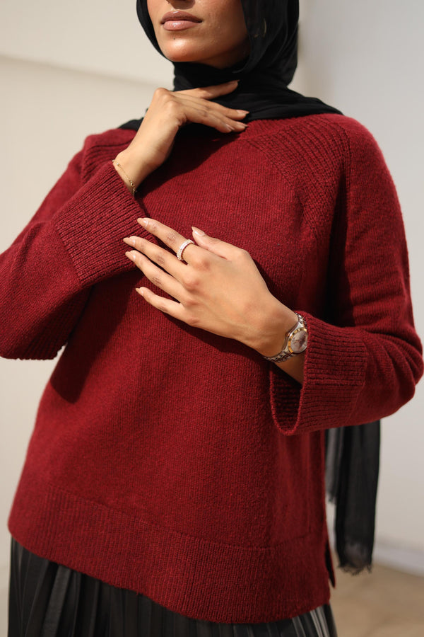 raglan sleeve sweater Maroon