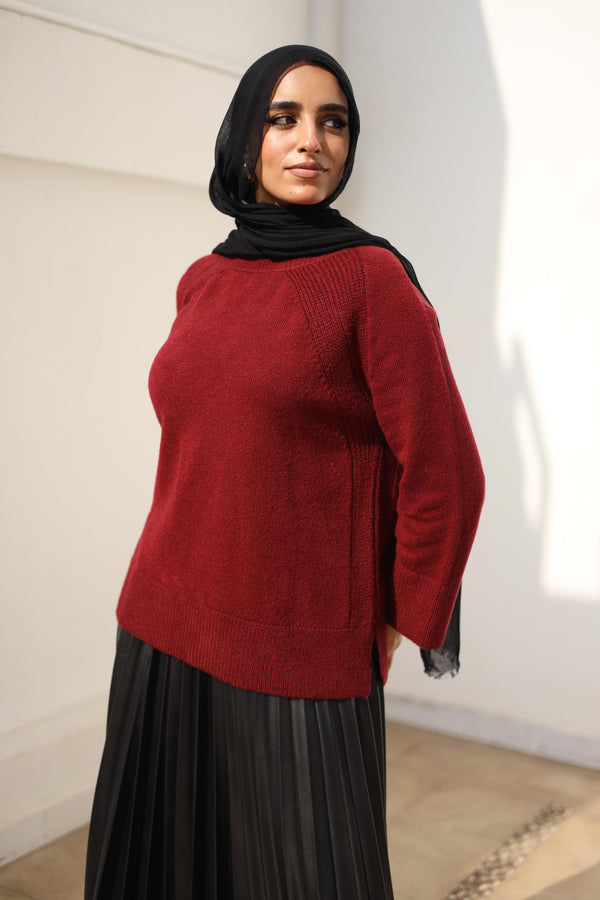 raglan sleeve sweater Maroon