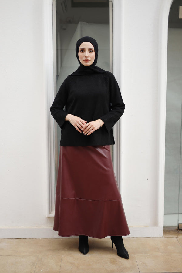 Burgundy Leather skirt