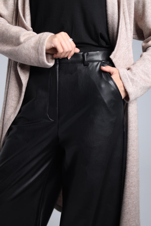 Leather wide-leg pants