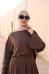 Brown Celestial Pleated Set