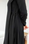 Everyday casual abaya with side pleated cut with ties