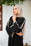 Gold Embellished Crepe open abaya