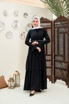layered chiffon Open Abaya with ruffled sleeves