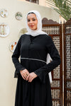 layered chiffon Open Abaya with ruffled sleeves