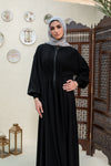 Elastic zip up abaya dress