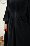 Elastic zip up abaya dress