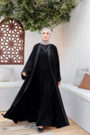 Crepe * Satin Open Abaya with lace