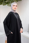 Crepe * Satin Open Abaya with lace