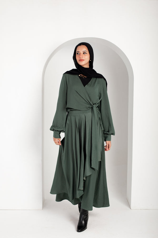 Satin Wraped Top Set with skirt