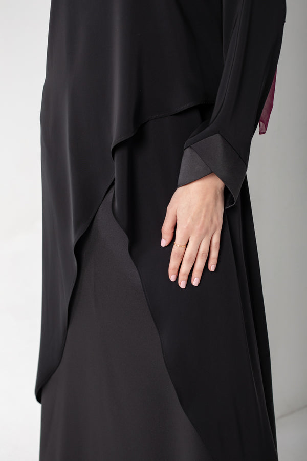 satin silk set of criss cross top and A-line skirt