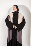 Color block black , grey and beige open abaya