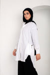 Poplin High low shirt with side pockets