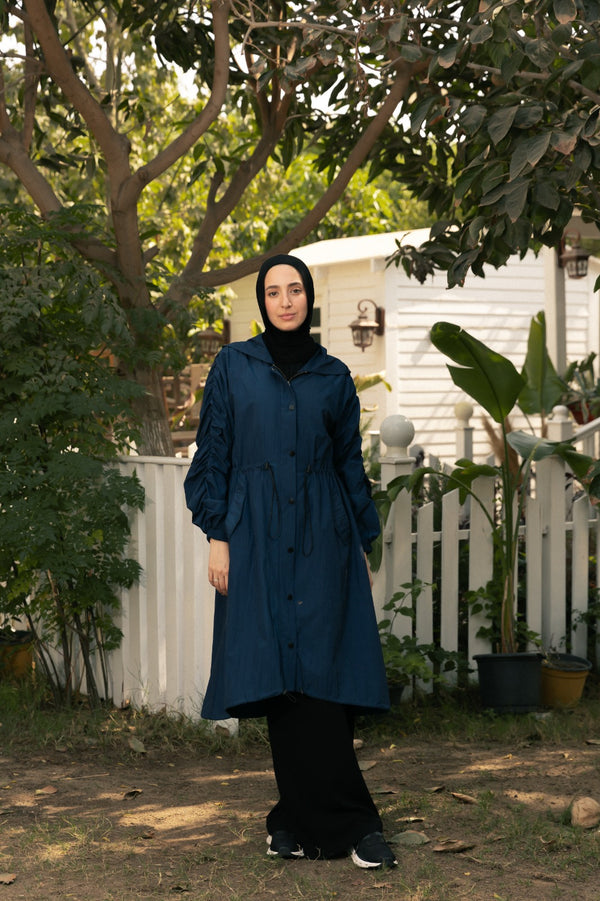 Crinkle long raincoat