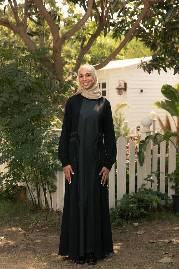 comfy Abaya With Mixed fabrics