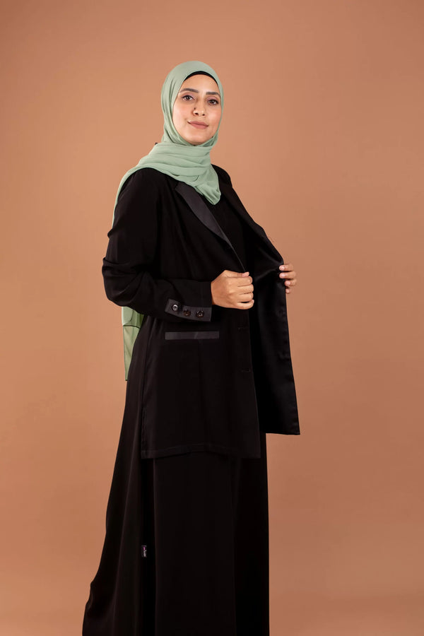 Abaya Crepe with Attached Vest and pockets