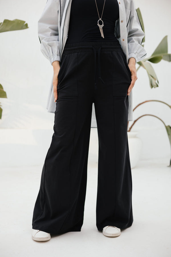 Summer melton wide leg trousers