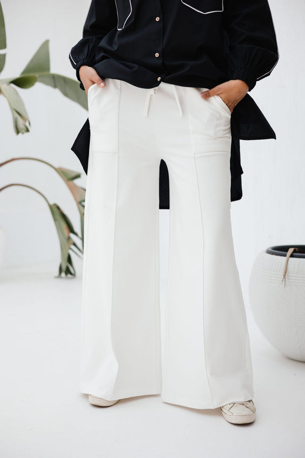 Summer melton wide leg trousers