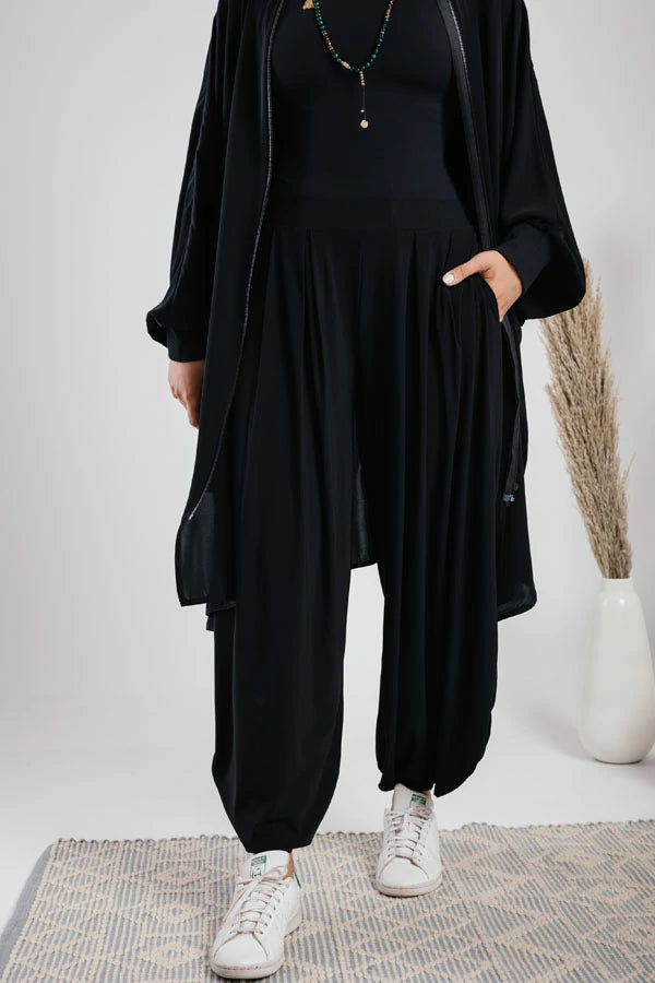 Jersey parachute pants.