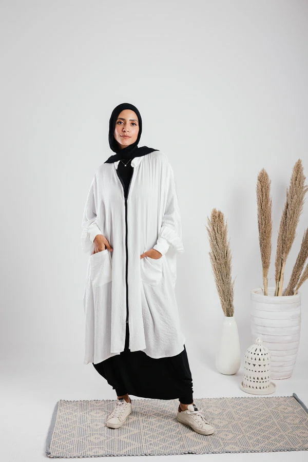 Silk Cape With Front Zippers And Pockets