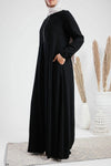 Crepe abaya with casual zipper and 2 pockets. code 1094