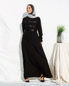 Abaya With diagonal satin strips