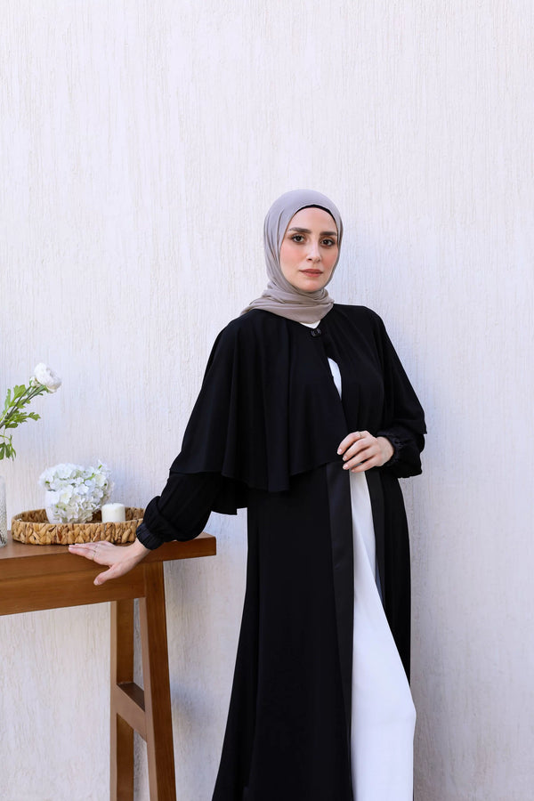 Abaya crepe Abaya Noir With side banda