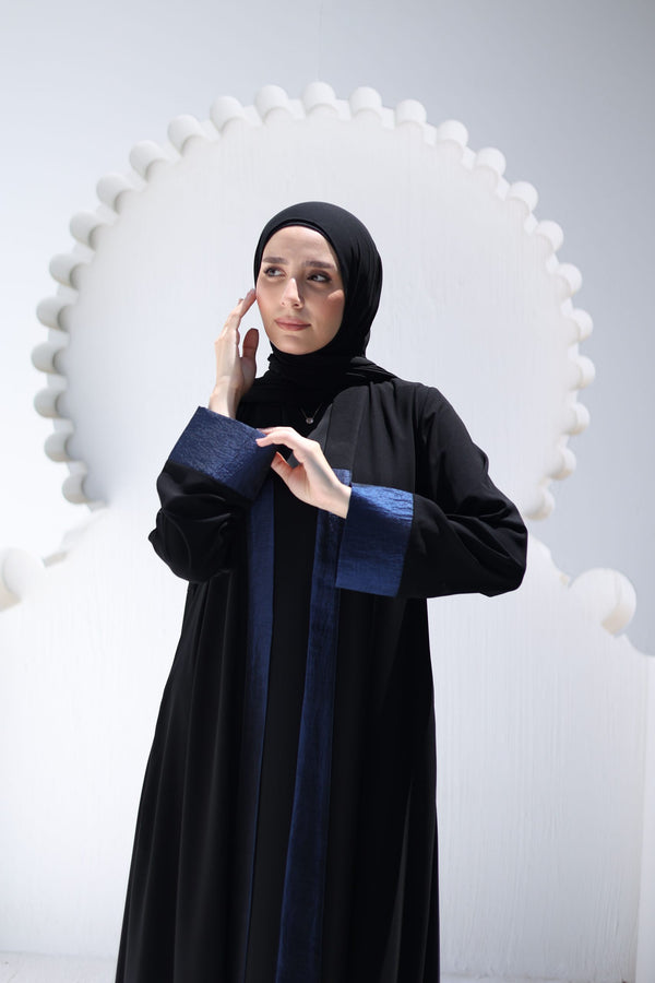 Flowy Open Abaya With Daintycontrast Detailing
