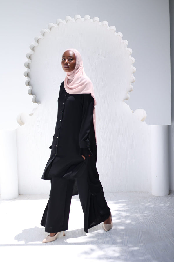 Classic formal set long top with texture fabric