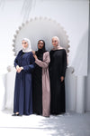 Premium Textured Open Abaya with Pleated Cuffs