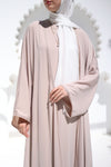 Flowy Open Abaya With Daintygold Detailing and basic dress
